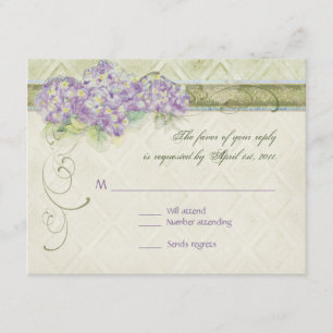 Carte de réponse RSVP Lilac Hydrangea de style vin