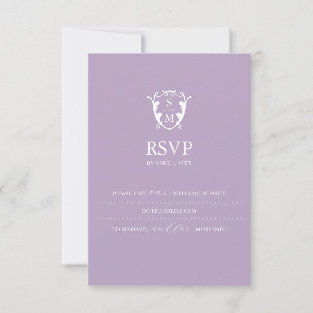 Carte de réponse RSVP lilas violet Monogramme Site (Devant)