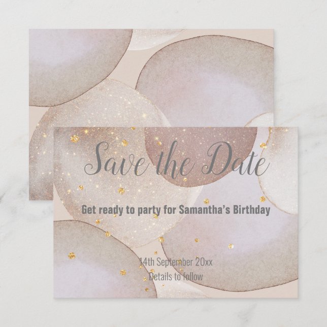CARTE DE RÉPONSE RSVP LUXE MARBRE BULLE OR SAVE TH (Devant / Derrière)