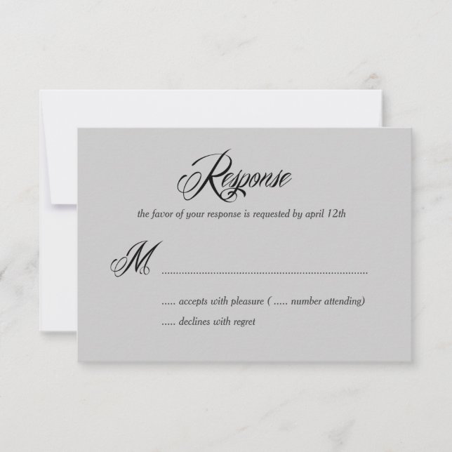 Carte de réponse RSVP/Mariage (Devant)