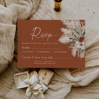 Carte de réponse RSVP mariage bohème en terre cuit