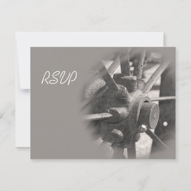 Carte de réponse RSVP Mariage campagnard Wagon Whe (Devant)