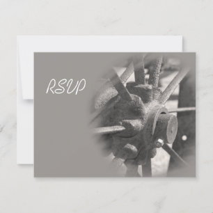 Carte de réponse RSVP Mariage campagnard Wagon Whe