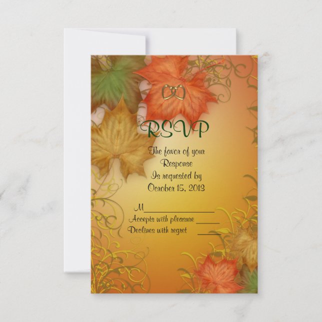 Carte de réponse RSVP mariage de automne (Devant)