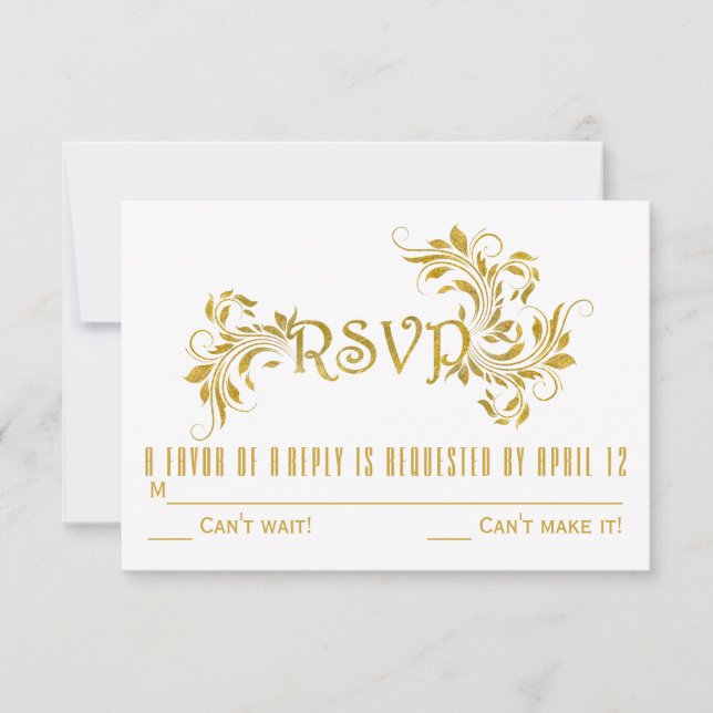 Carte de réponse RSVP mariage feuille florale à mo (Devant)