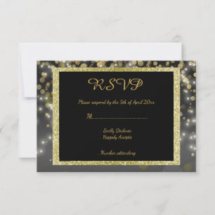 Carte de réponse RSVP mariage Or Noir