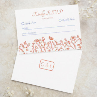 Carte de réponse RSVP mariage Orange Verona Sunset