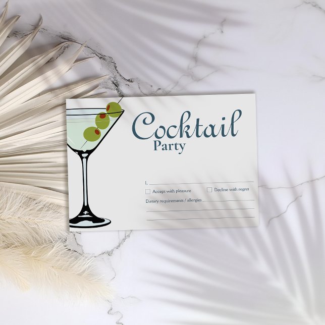 Carte de réponse RSVP Martini pour soirée cocktail (Créateur téléchargé)