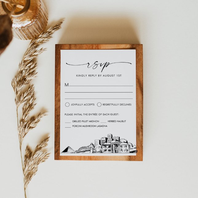 Carte de réponse RSVP Memphis Skyline Wedding (Créateur téléchargé)