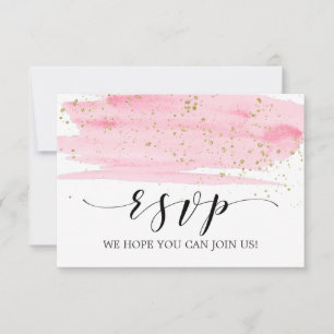 Carte de réponse RSVP Menu Rose Poudré & Aquarelle