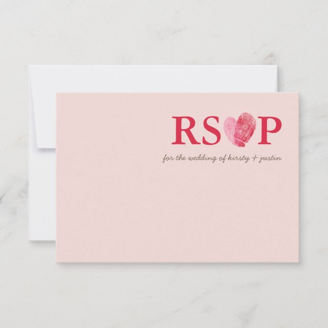 CARTE DE RÉPONSE RSVP mignon empreinte cardiaque c (Devant)