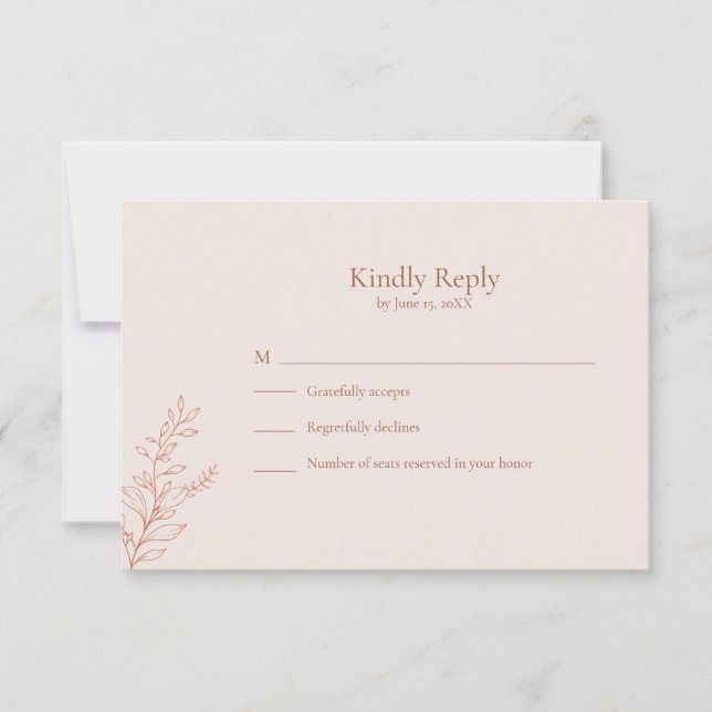 Carte de réponse RSVP minimale en terracotta botan (Devant)