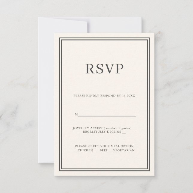 Carte de réponse RSVP minimalisme moderne (Devant)