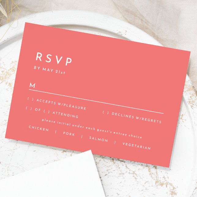 Carte de réponse RSVP minimaliste de mariage rose  (Créateur téléchargé)