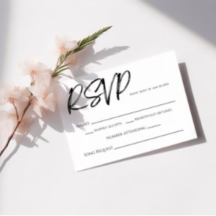 Carte de réponse RSVP minimaliste moderne noir et