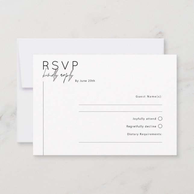 Carte de réponse RSVP minimaliste simple (Devant)