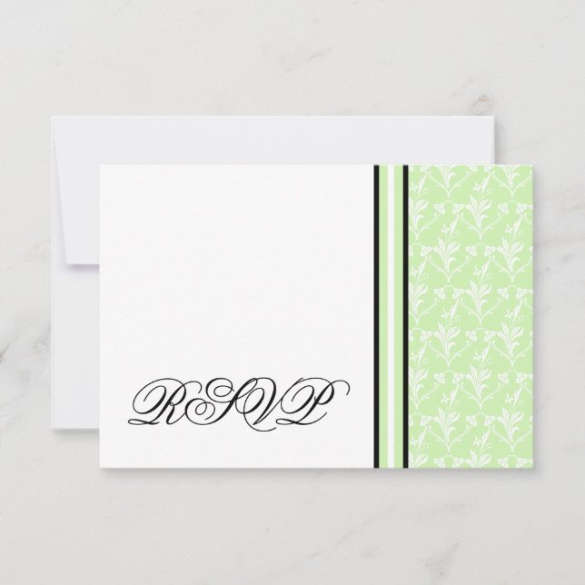 Carte de réponse RSVP Mint Green Damask (Devant)
