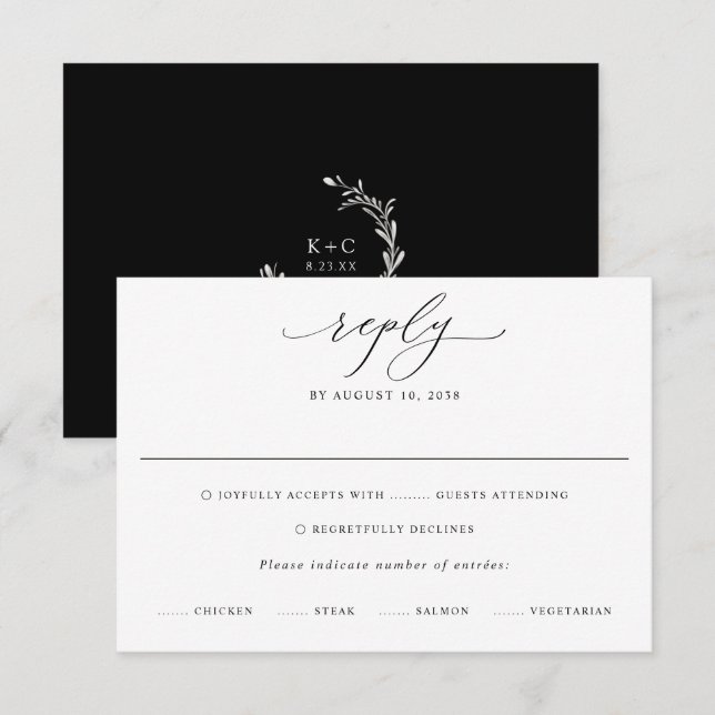 Carte de réponse RSVP moderne et sophistiquée pour (Devant / Derrière)