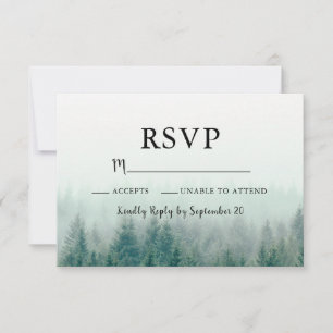 Carte de réponse RSVP Moderne Misty Pines