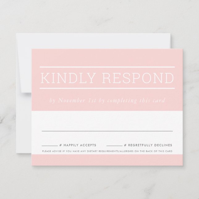 CARTE DE RÉPONSE RSVP moderne rose blush (Devant)