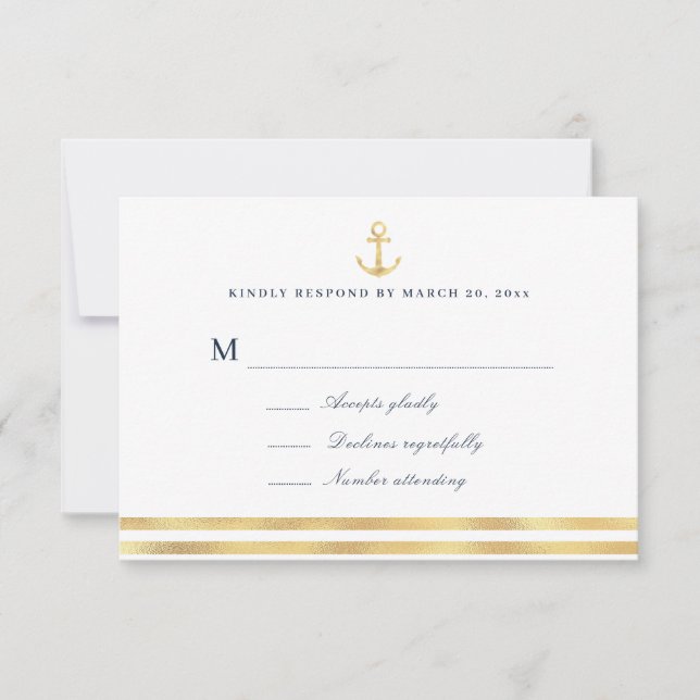 carte de réponse RSVP moderne sur le thème maritim (Devant)