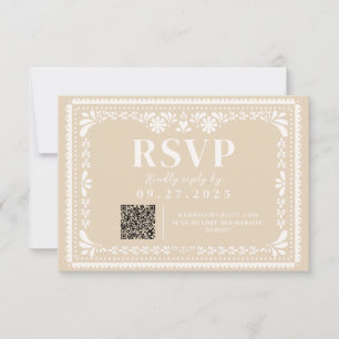 Carte de réponse RSVP neutre mexicaine Papel Picad