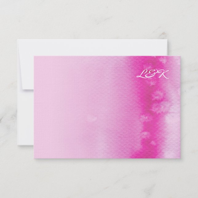 CARTE DE RÉPONSE RSVP noir aquarelle fuschia rose (Devant)