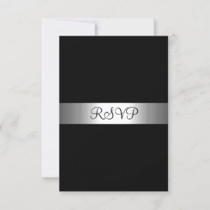 Carte de réponse RSVP Noir Argent Tous les événeme