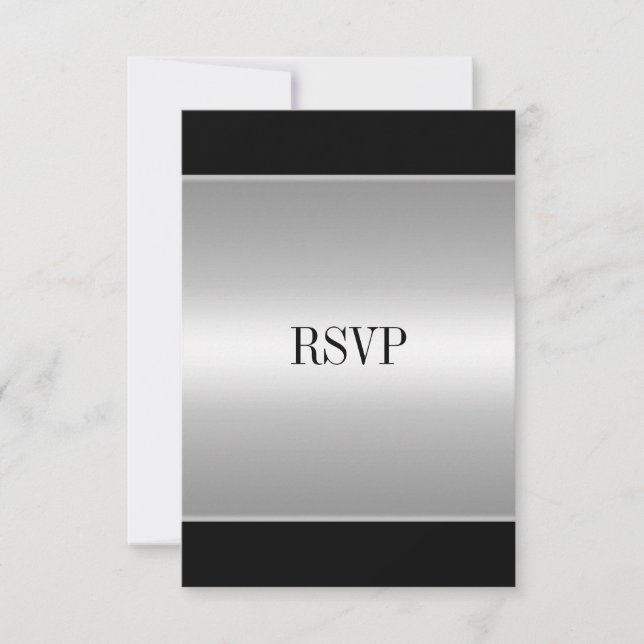 Carte de réponse RSVP Noir Argent Toutes les occas (Devant)