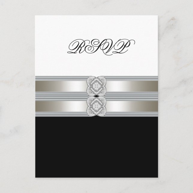 Carte de réponse RSVP noir blanc (Devant)