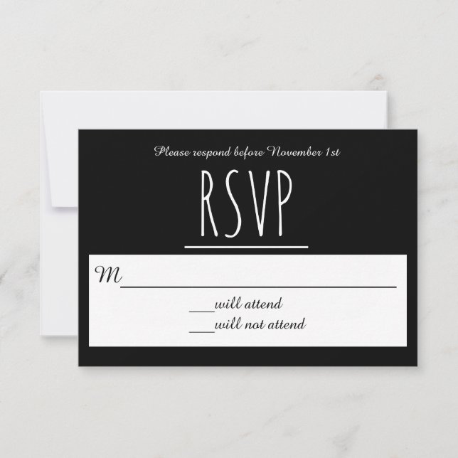Carte de réponse RSVP noir/blanc - Carte de répons (Devant)