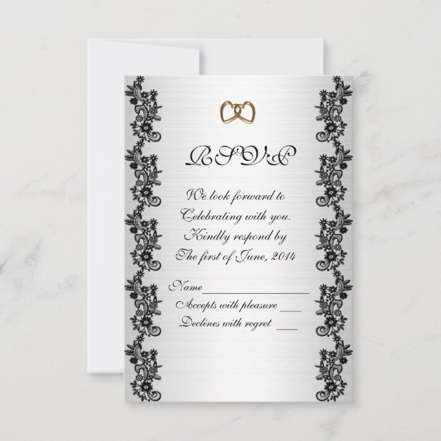 Carte de réponse RSVP noir et blanc (Devant)