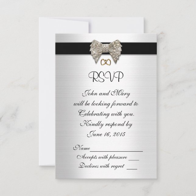 Carte de réponse RSVP noir et blanc (Devant)