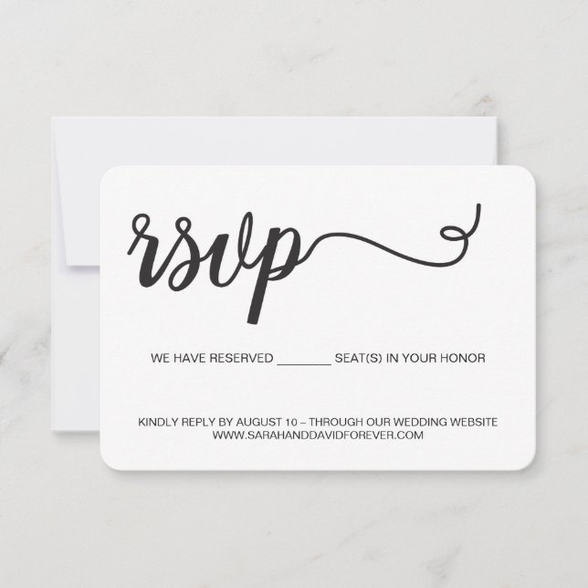 Carte de réponse RSVP noir et blanc sans envoi pos (Devant)