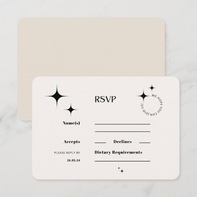 Carte de réponse RSVP OLIVIA moderne ivoire célest (Devant / Derrière)