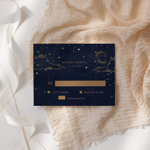 Carte de réponse RSVP Or Mystique Céleste