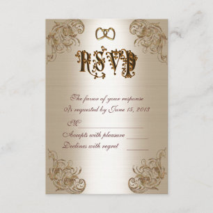 Carte de réponse RSVP or satin look