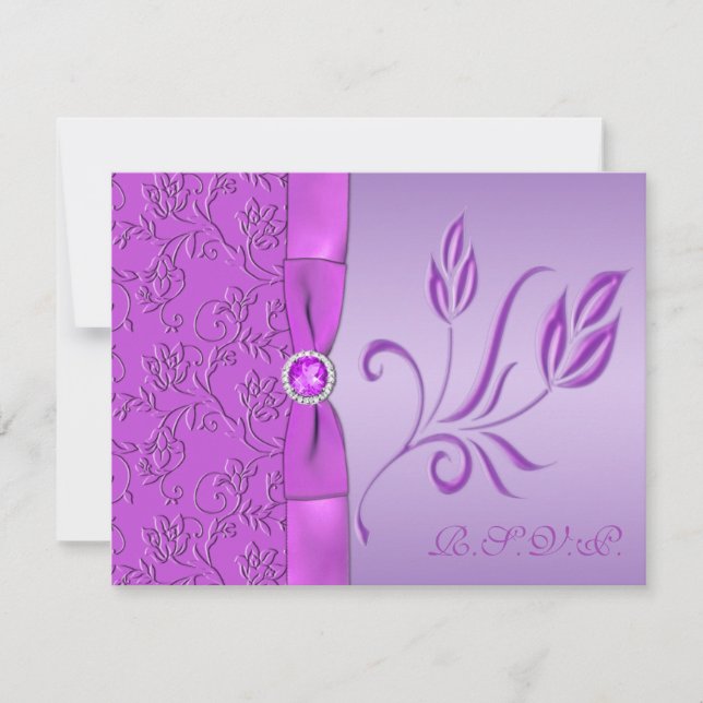 Carte de réponse RSVP ornée de lavande et de pourp (Devant)
