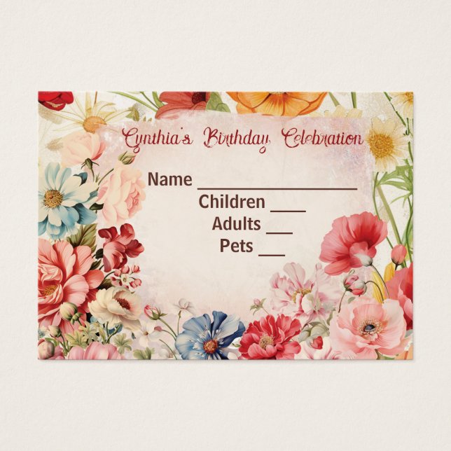 Carte de réponse RSVP ou carte de table Fleur de f (Devant)