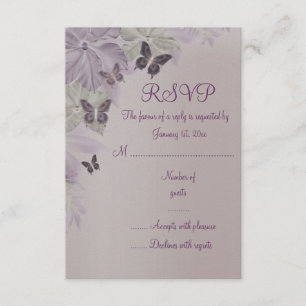 Carte de réponse RSVP Papillon Rose & Violet pour