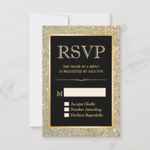 Carte de réponse RSVP Parties scintillant Or tenda