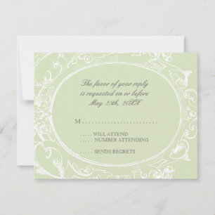 Carte de réponse RSVP Peacock Baroque - Lime Olive