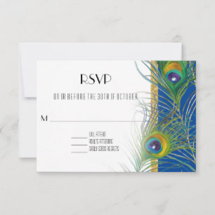 Carte de réponse RSVP Peacock Feathers Mariage ind