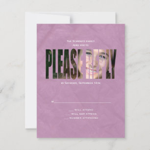 Carte de réponse RSVP photo bat mitzvah en violet