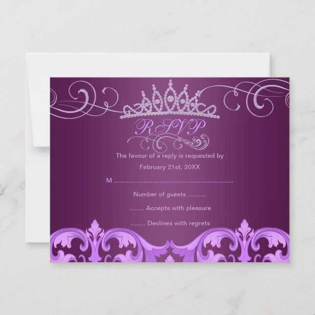 Carte de réponse RSVP pour anniversaire Purple Dam (Devant)