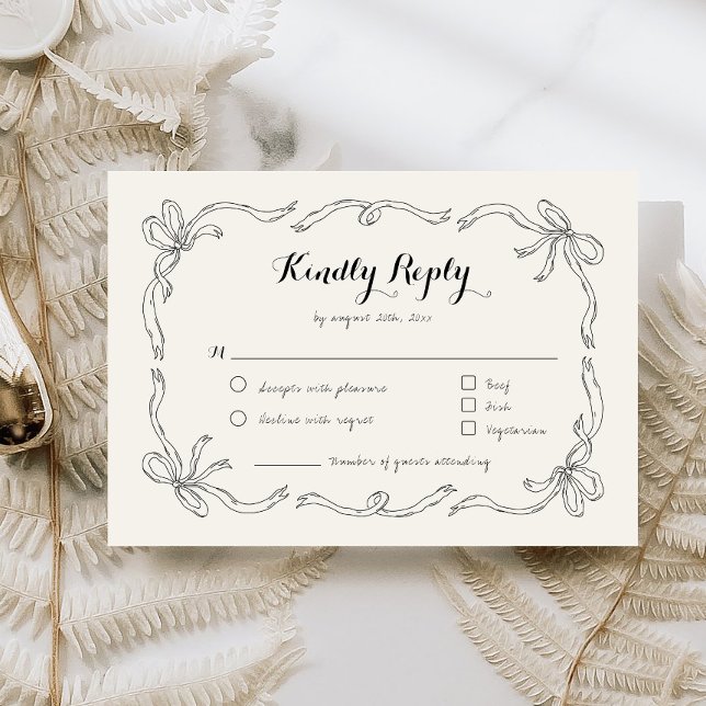 Carte de réponse RSVP pour Bow Bow Quirky Quirky W (Créateur téléchargé)