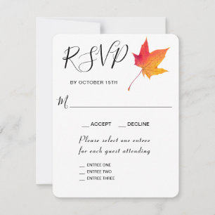 Carte de réponse RSVP pour entrée Automne Feuille