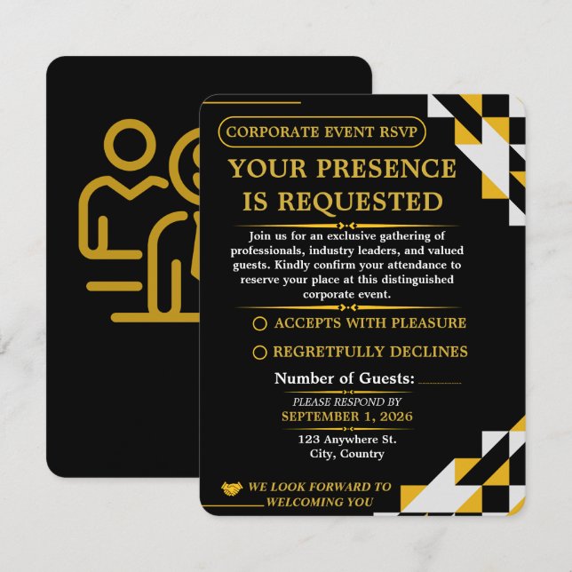 Carte de réponse RSVP pour événement d'entreprise  (Devant / Derrière)