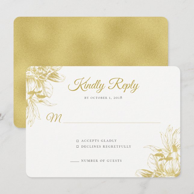 Carte de réponse RSVP pour invitation de mariage é (Devant / Derrière)