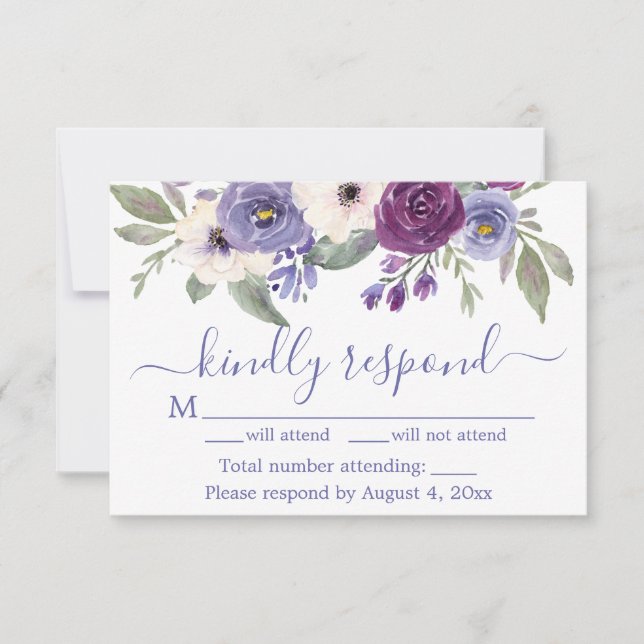 Carte de réponse RSVP pour invitation de mariage f (Devant)